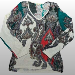 Women White Printed Pashmina Cashmere Silk Top